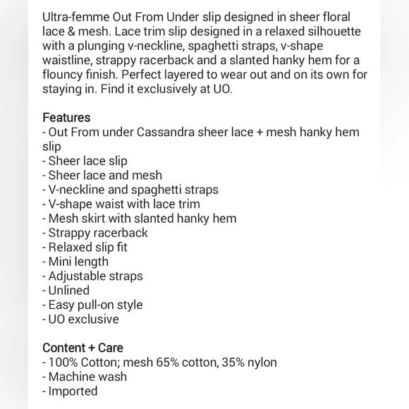 UO Sheer Lace And Mesh Hanky Hem Slip Tunic Dress White And Pink - Picture 5 of 5